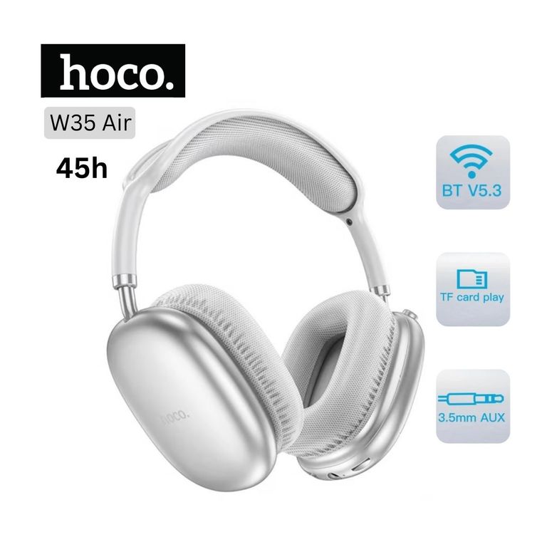 Audífonos Inalámbrico W35 Air Light Bluetooth 5.3 - Silver