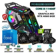 INTEL - Computadora Gamer Robot Core i5 11400F RAM 16GB SSD 1TB RTX 4060 8GB