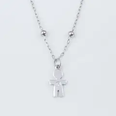 NATHALIE BIRD - Collar con dije niño cadena con bolitas y zircón plata 925 regalo mamá