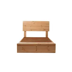 MUEBLES MACRUMO - Cama de madera pino natural 1.5 Plz + sabanera