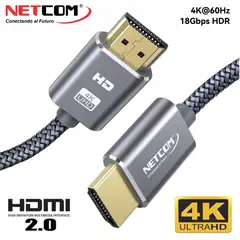 NETCOM - Cable HDMI 2.0 3 Metros Ultra HD 3D 4K 60hz 2160P Enmallado