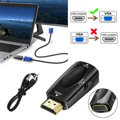 GENERICO - Adaptador Convertidor de Hdmi a Vga audio jack 35mm 1080P FULL HD