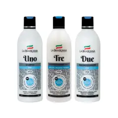 LA BRASILIANA - Pack - Shampoo UNO + Shampoo TRE + Reacondicionador DUE Sin SAL