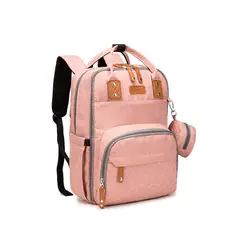 GENERICO - Mochila Bolso Pañalera Multiusos Laptop Puerto USB - Rosado