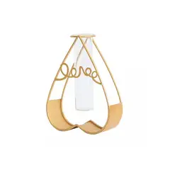 GIADE - Adorno Florero de Metal y Vidrio Corazón 19cm