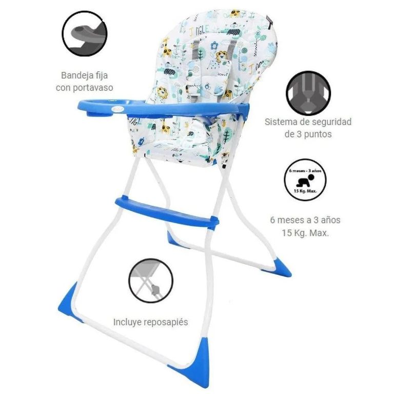 Silla de comer CASSIE EB609 Azul y Blanco