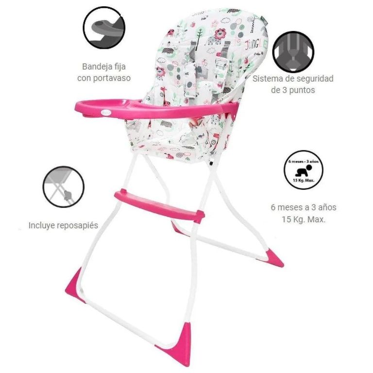 Silla de comer CASSIE EB609 Rosado y Blanco