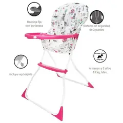 EBABY - Silla de comer CASSIE EB609 Azul y Blanco
