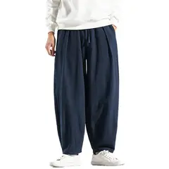 BLWOENS - Pantalones baggy largos para hombres-Azul