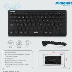 MICRONICS - Teclado Multimedia Slim USB Pascal K500
