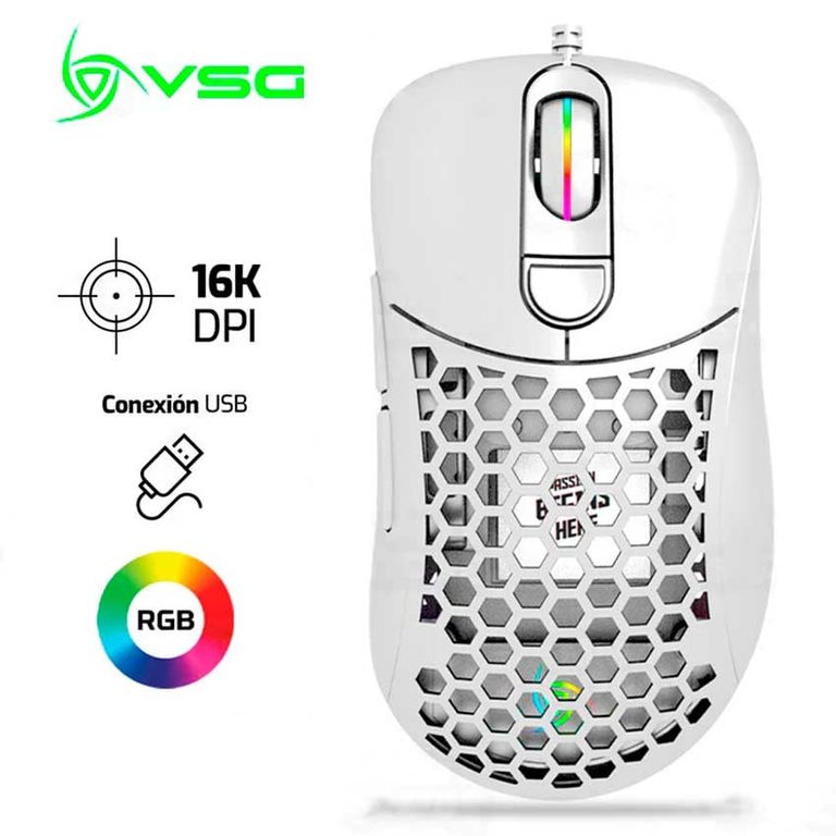 Mouse AQUILA AIR Brillante 16,000 Dpi Rgb Blanco
