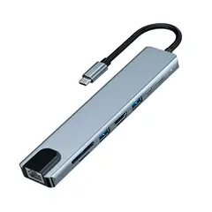 OEM - Adaptador 8 en 1 Tipo C a LAN,HDMI,SD/TF,2*USB3.0 y 2*Tipo C