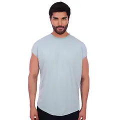 M MUSCLE MUSEUM - Polo Muscle Tee Manga Cero Color Cemento para Hombre