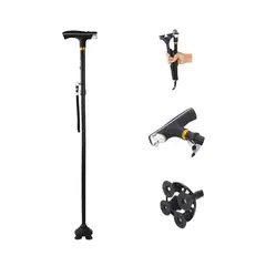 GENERICO - Bastón Plegable Ortopédico Con Luz Led Negro