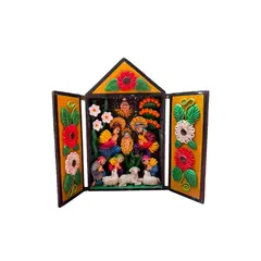 ACHALLAY ARTESANIA DE BARRO - Retablo Ayacuchano Nacimiento Caoba