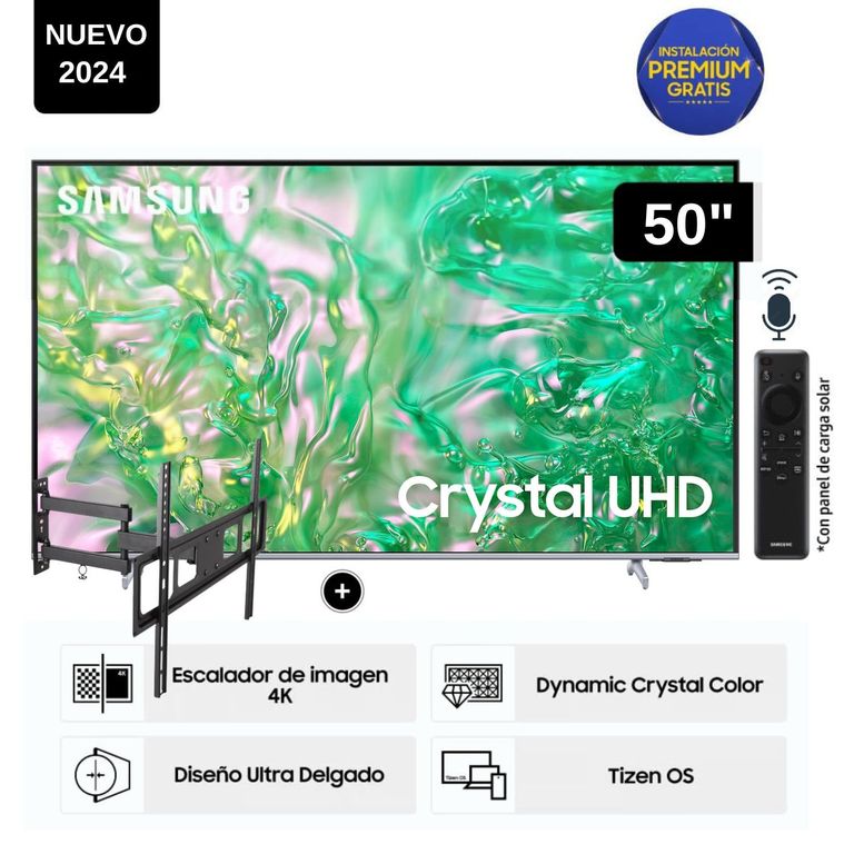 Televisor LED Smart TV 50 Crystal UHD 4K- UN50DU8200GXPE + Rack Giratorio