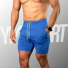 YML SPORT - Short GYM Hombre - Short Fitness Azulino -