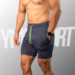 YML SPORT - Short GYM Hombre - Short Fitness Azul Marino -