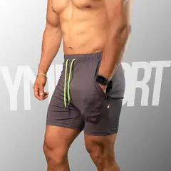 YML SPORT - Short GYM Hombre - Short Fitness Plomo -
