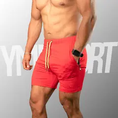YML SPORT - Short GYM Hombre - Short Fitness Rojo -