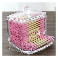 RYBIU IMPORT - Organizador Dispensador Rectangular de Hisopos Transparente