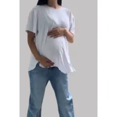 GENERICO - Polo Maternal Manga Corta Cierres Laterales Blanco