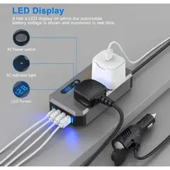 GENERICO - Inversor de corriente 1224V cargador 200w Tipo C USB