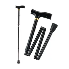 GENERICO - Bastón Plegable Ortopédico Aluminio Negro