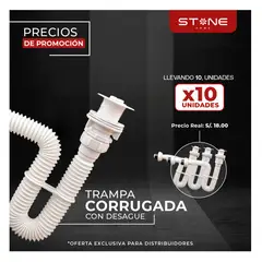 STONE - PACK DE 10 UNIDADES DE TRAMPA CORRUGADA C/DESAGUE PVC