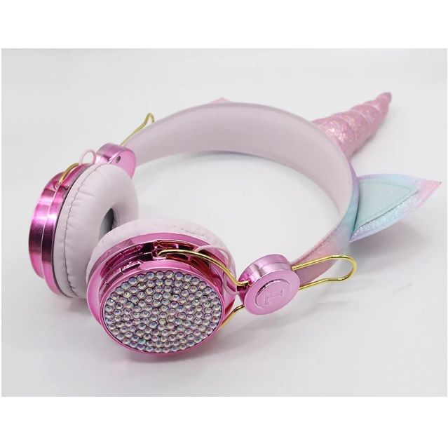 Audífonos alámbricos de Unicornio con diamantes