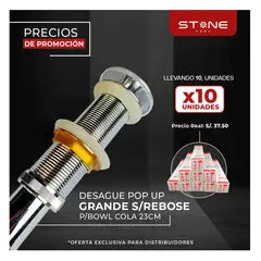 STONE - PACK DE 10 UNIDADES DESAGUE POP UP GRANDE S/ REBOSE PARA BOWL
