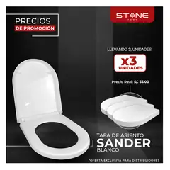 STONE - PACK DE 3 UNIDADES DE TAPA DE ASIENTO BLANCO P - INODORO SANDER