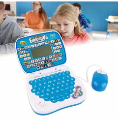 GENERICO - Mini Laptop Didáctico con Mouse Ingles - Español Azul