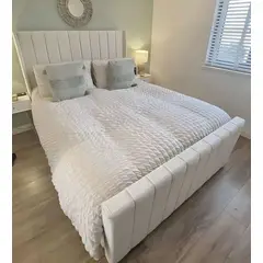 GENERICO - Cama Box Tarima + Cabecera Bed Beige 1.5 plazas