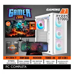 AMD - Computadora Completa Ryzen 7 5700G RAM 16GB DISCO 500GB SSD MONITOR 24" 100HZ
