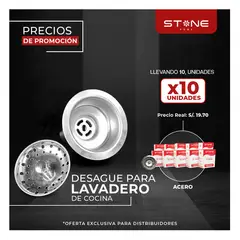 STONE - PACK DE 10 UNIDADES DE DESAGUE PARA LAVADERO (ACERO)
