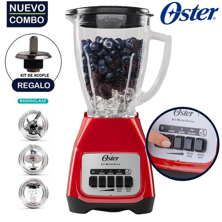 Licuadora BLSTKAG-RPB 2V +Pulso 1,25 lt Rojo +Kit de Acople