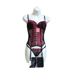 GENERICO - CORSET DE ENCAJE PORTALIGAS LENCERIA BUSTIER