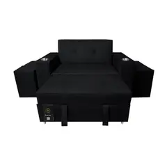 BARAKA HOME - Sofá Cama Madison 1.5 Plz con Portavaso + Puff - Negro