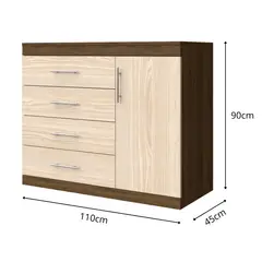 MUEBLES MACRUMO - Cómoda 4 Cajones Brixtón