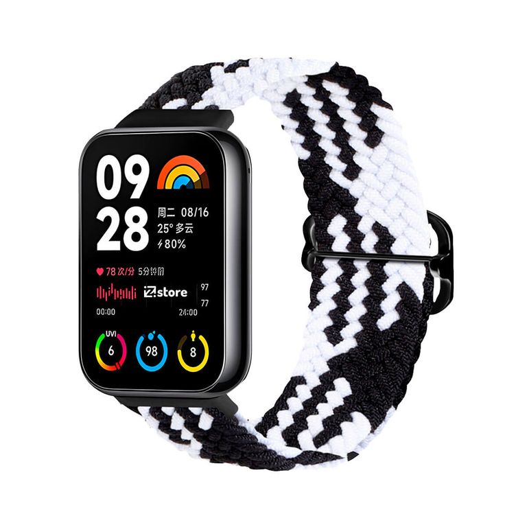 Correa de Nylon Para Xiaomi Smart Band 8 Pro Bicolor Negro