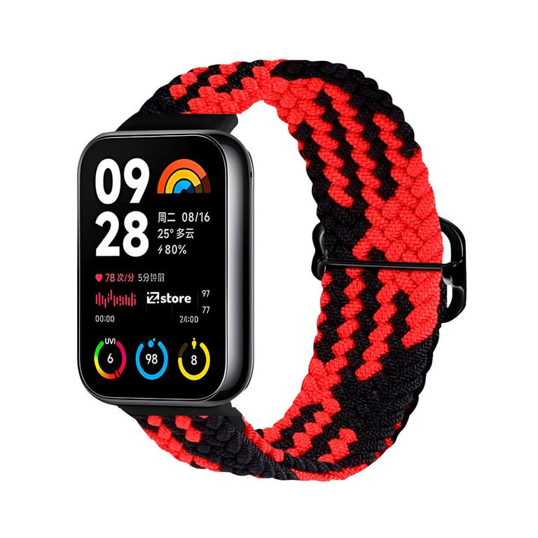 Correa de Nylon Para Xiaomi Smart Band 8 Pro Bicolor Rojo