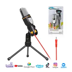 GENERICO - Micrófono Condensador 3.5 mm para PC y Celulares con Minitripode