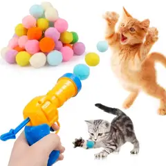 VARIOS - Juguete para Gatos Pistola con Pelotas de Felpa 50und