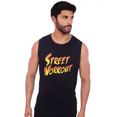 M MUSCLE MUSEUM - Polo Manga Cero Color Negro Street Workout para Hombre