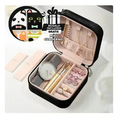 GENERICO - Cofre Elegante para Joyas de Cuero Negro Y+Gift MiniAgenda