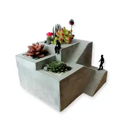 CONKRETE - Maceta de Cemento Terrario Arquitectónico + Plantas Suculentas