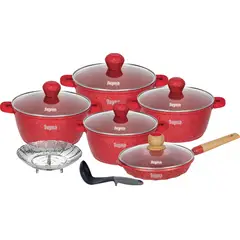 Reyna - Juego de ollas antiadherentes Smart 12 piezas (color rojo)