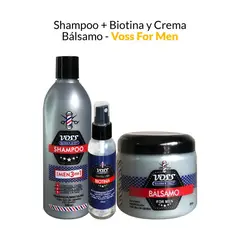 VOSS - Shampoo 500Gr + Biotina 60ml + Crema Bálsamo 250Gr For Men