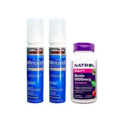 KIRKLAND - Minoxidil Espuma 2 Uni + Biotin Natrol 5000mcg 1 Uni